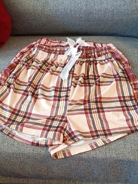 Three Plaid Drawstring  Summer Women’s Sleepwear Shorts